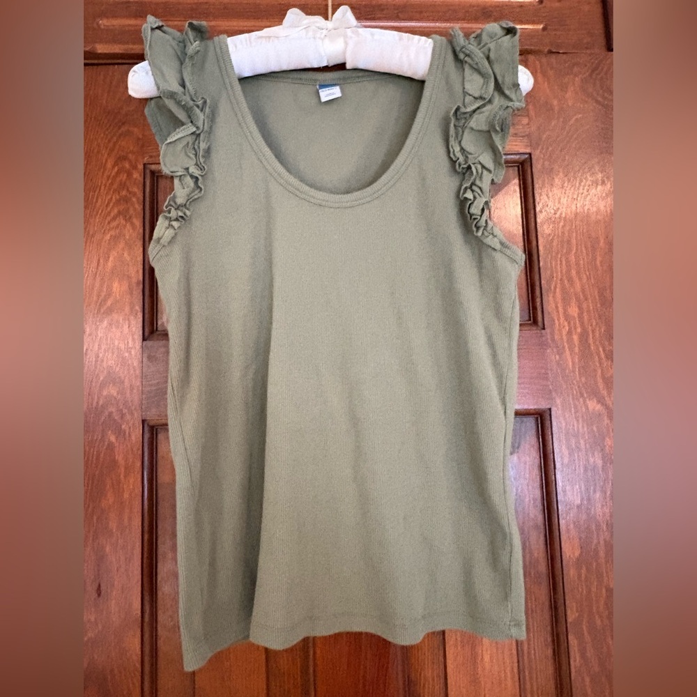 Old Navy Sage Green Ruffle Sleeve Tank Top